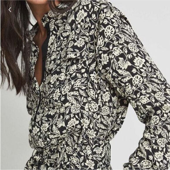 Reiss Micah Floral Printed Midi Dress-J3 - Picture 3 of 11